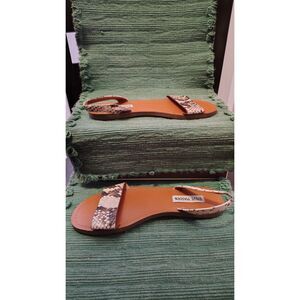 Steve Madden Alina Snakeskin Print Slingback Flat Sandals 7M